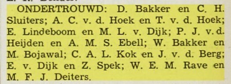Aankondiging van het ondertrouw van Willem Bakker en Maria Bojawal in de Bussumsche Courant van 11 juni 1938