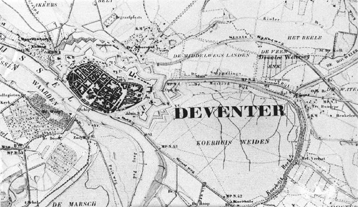 Plattegrond van Deventer anno 1856