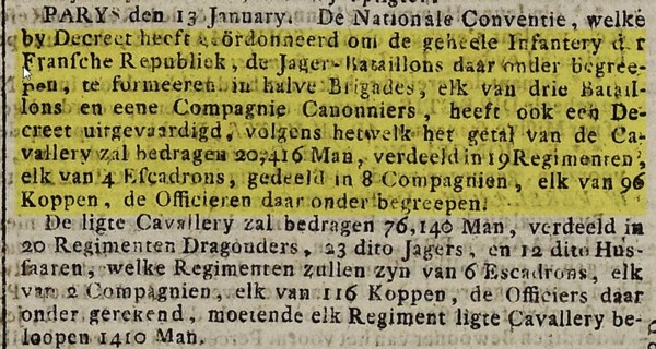 Artikel Courant 24 januari 1794